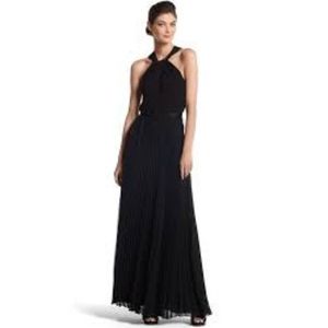 Pleated Maxi Halter Neck Gown